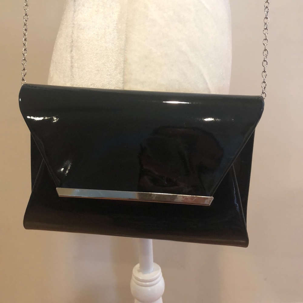 Kelly and Katie Patent Clutch Black
